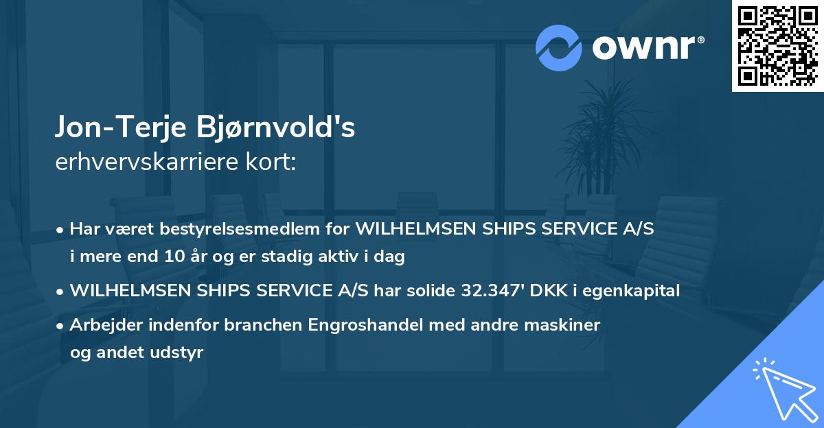 Jon-Terje Bjørnvold's erhvervskarriere kort