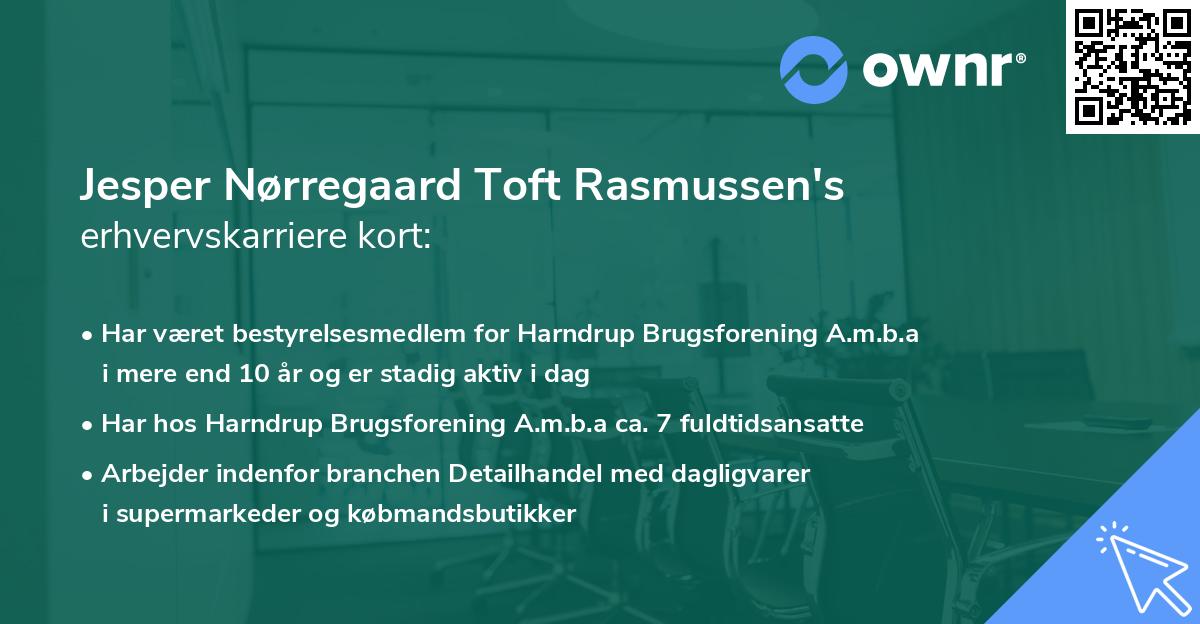 Jesper Nørregaard Toft Rasmussen's erhvervskarriere kort