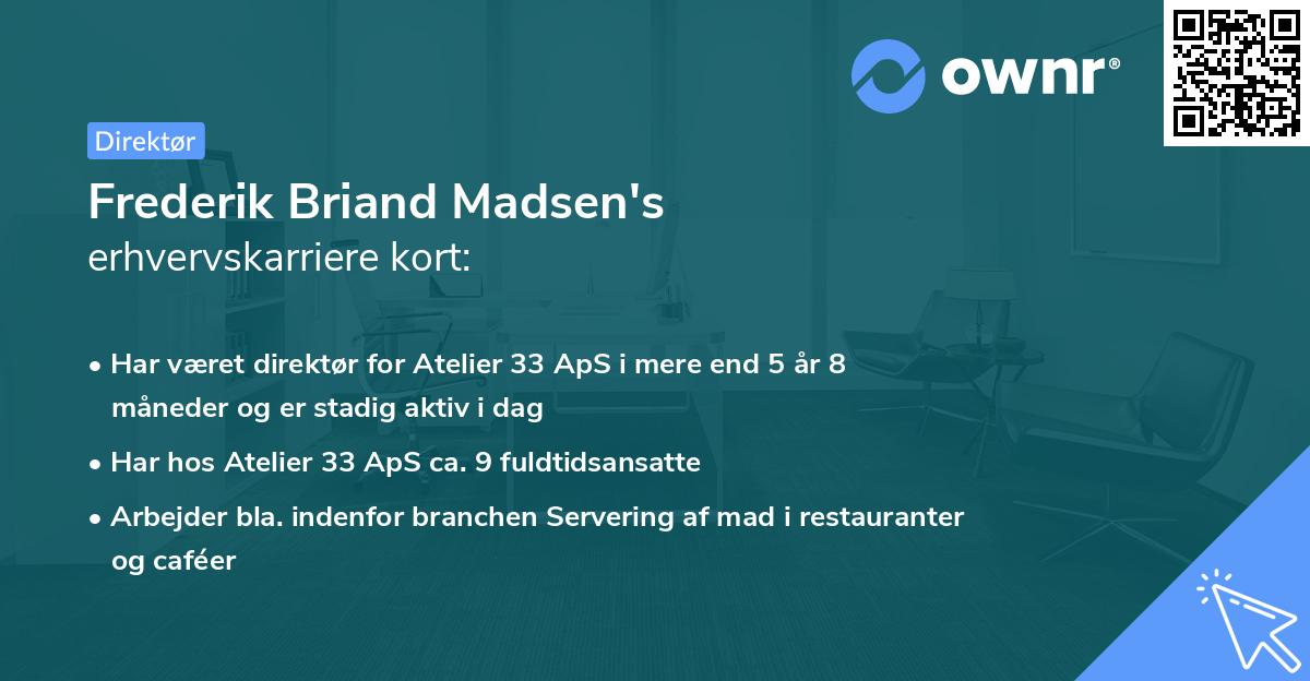 Frederik Briand Madsen's erhvervskarriere kort