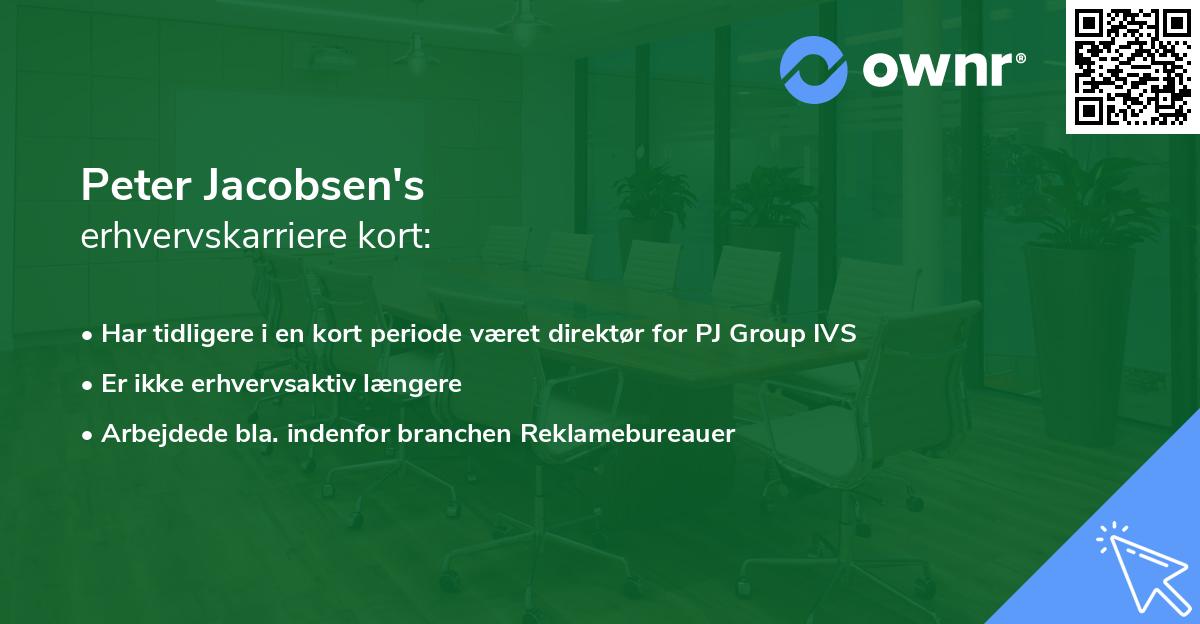Peter Jacobsen's erhvervskarriere kort