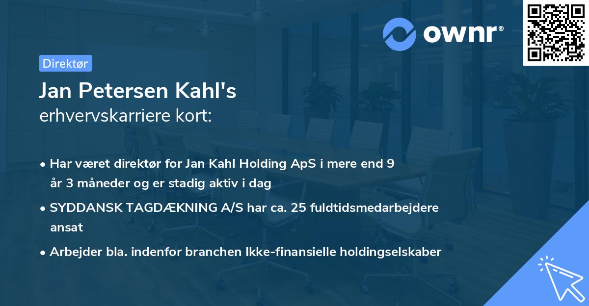 Jan Petersen Kahl's erhvervskarriere kort