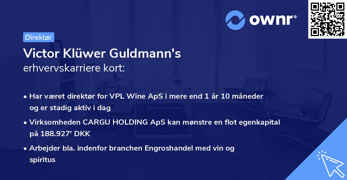 Victor Klüwer Guldmann's erhvervskarriere kort