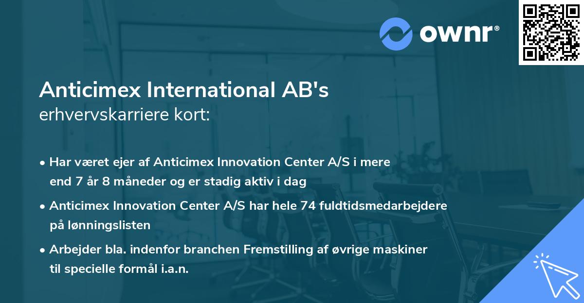 Anticimex International AB's erhvervskarriere kort