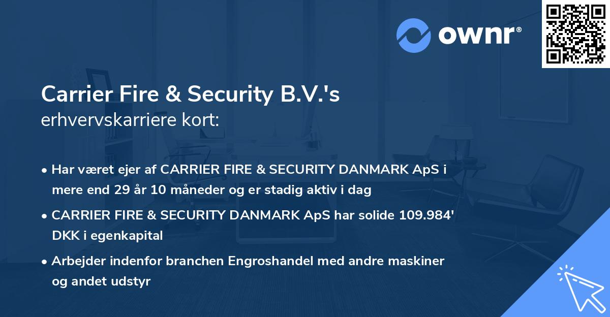 Carrier Fire & Security B.V.'s erhvervskarriere kort