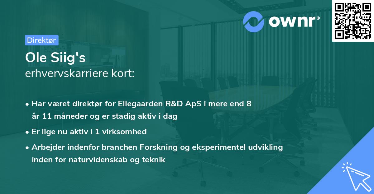 Ole Siig's erhvervskarriere kort