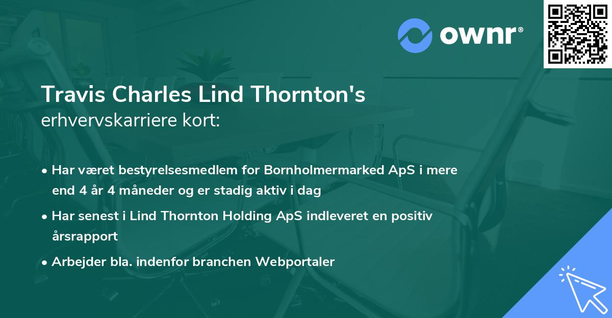 Travis Charles Lind Thornton's erhvervskarriere kort