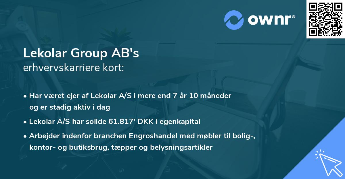 Lekolar Group AB's erhvervskarriere kort