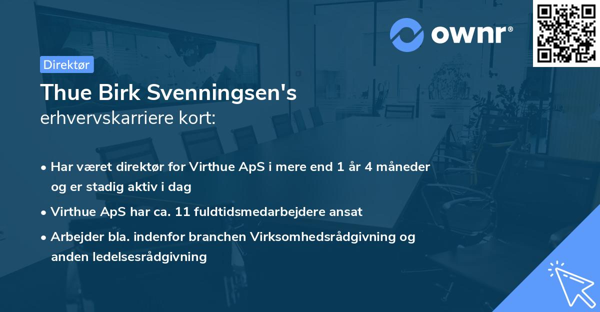 Thue Birk Svenningsen's erhvervskarriere kort