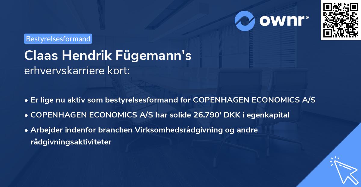 Claas Hendrik Fügemann's erhvervskarriere kort