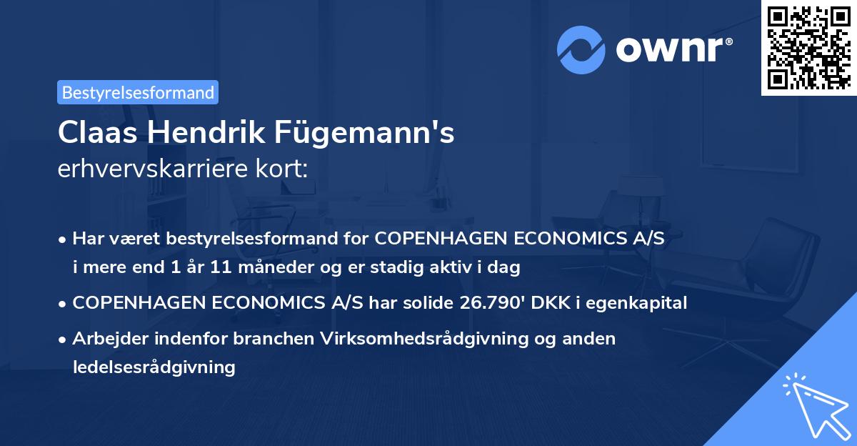 Claas Hendrik Fügemann's erhvervskarriere kort