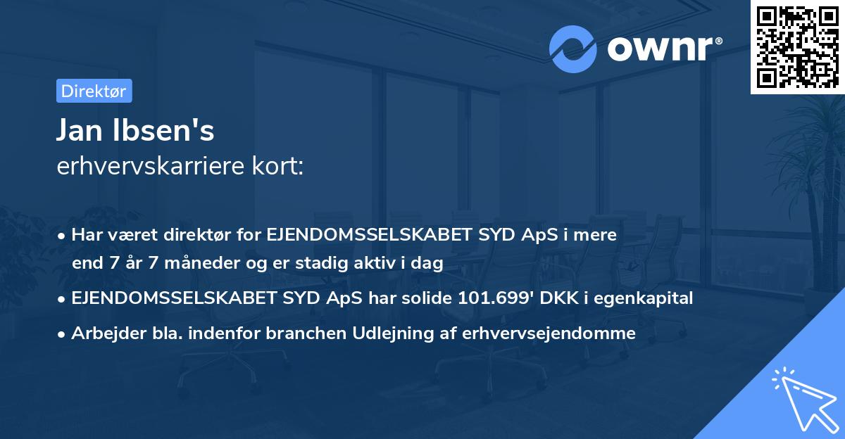 Jan Ibsen's erhvervskarriere kort