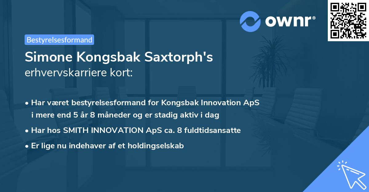 Simone Kongsbak Saxtorph's erhvervskarriere kort