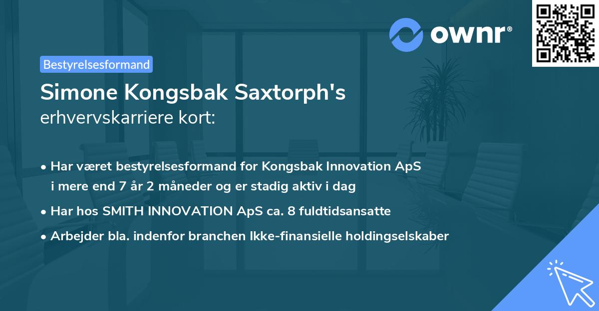 Simone Kongsbak Saxtorph's erhvervskarriere kort