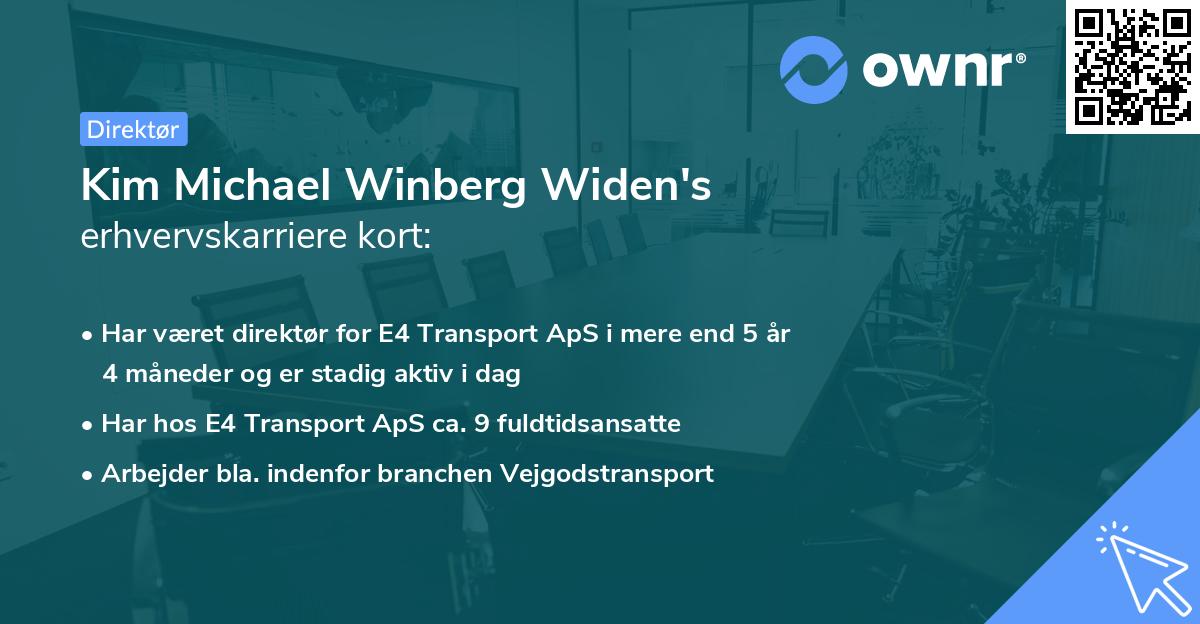 Kim Michael Winberg Widen's erhvervskarriere kort