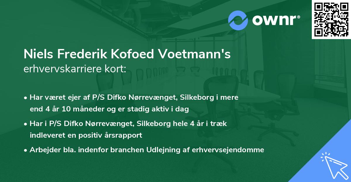 Niels Frederik Kofoed Voetmann's erhvervskarriere kort