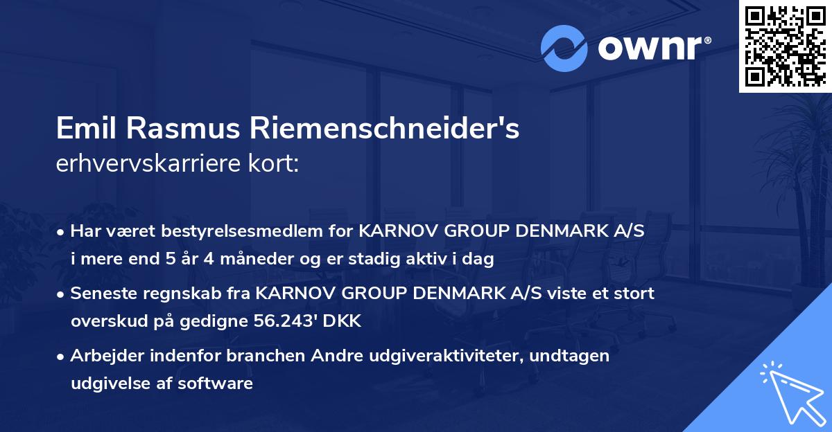 Emil Rasmus Riemenschneider's erhvervskarriere kort