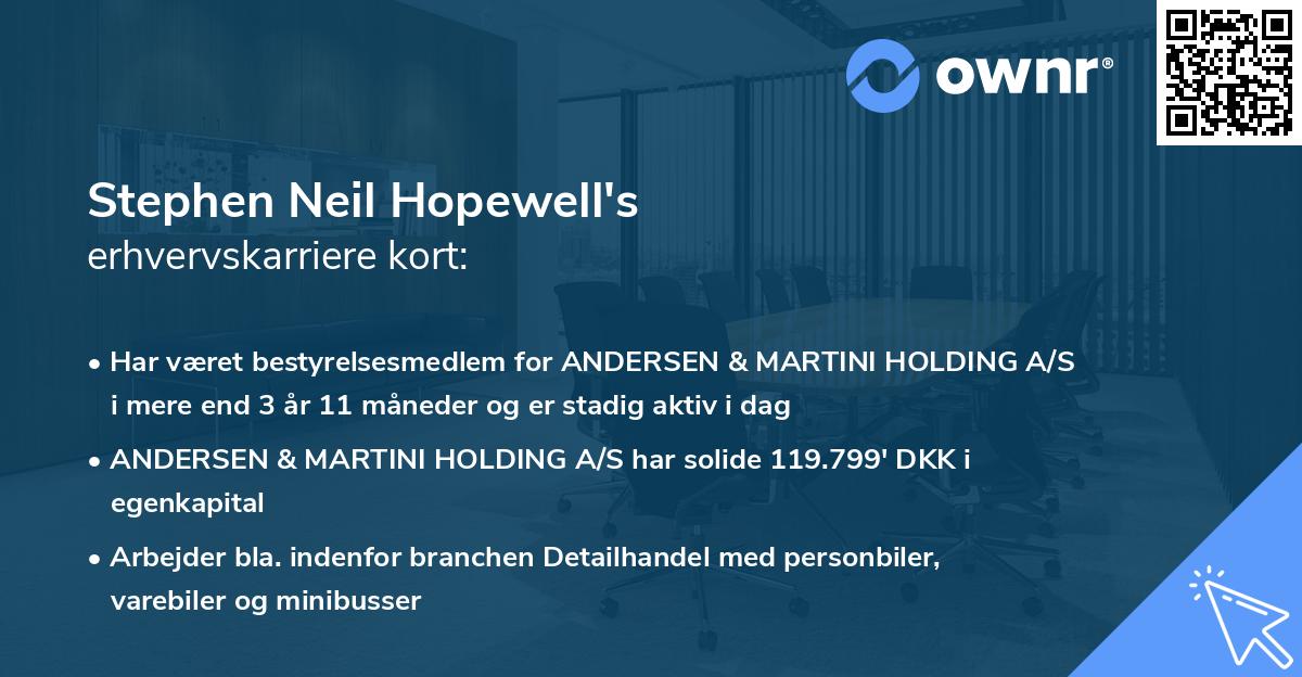 Stephen Neil Hopewell's erhvervskarriere kort