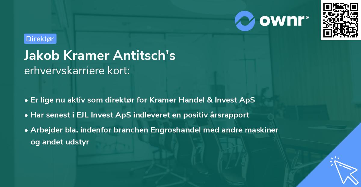 Jakob Kramer Antitsch's erhvervskarriere kort