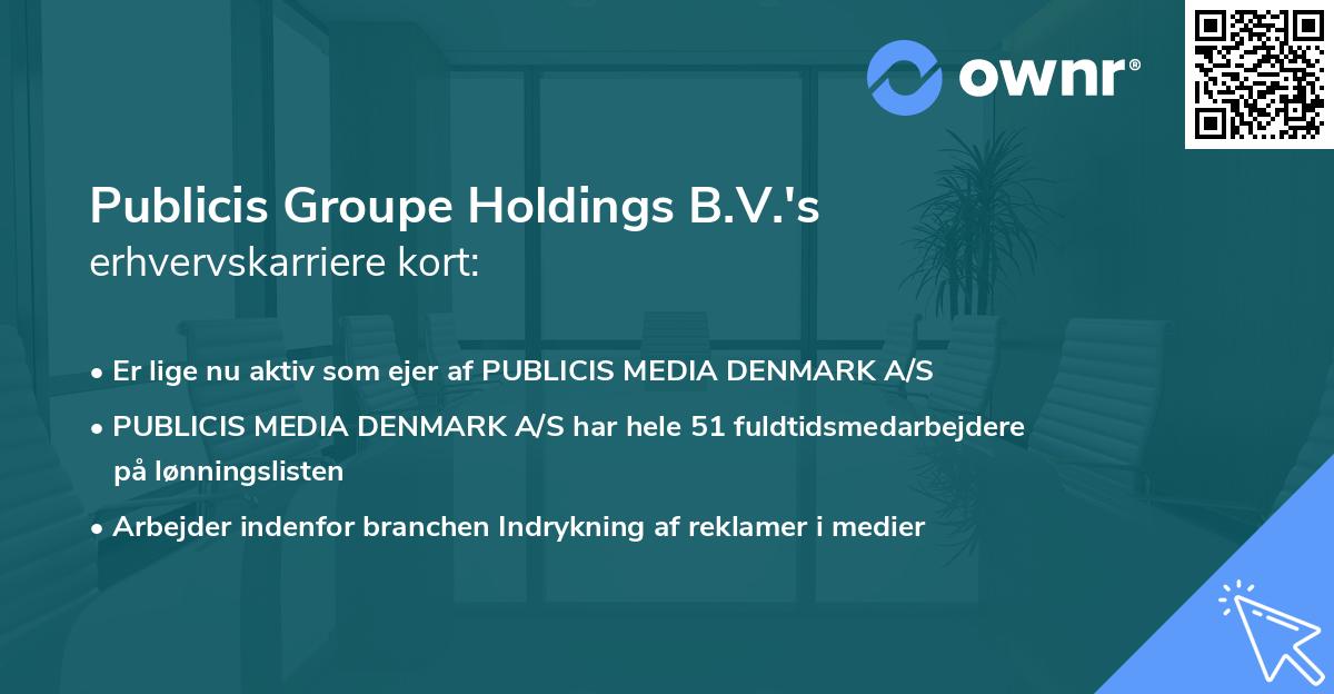 Publicis Groupe Holdings B.V.'s erhvervskarriere kort