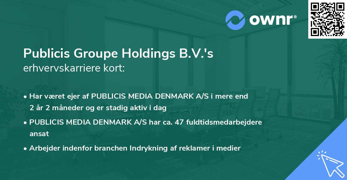Publicis Groupe Holdings B.V.'s erhvervskarriere kort