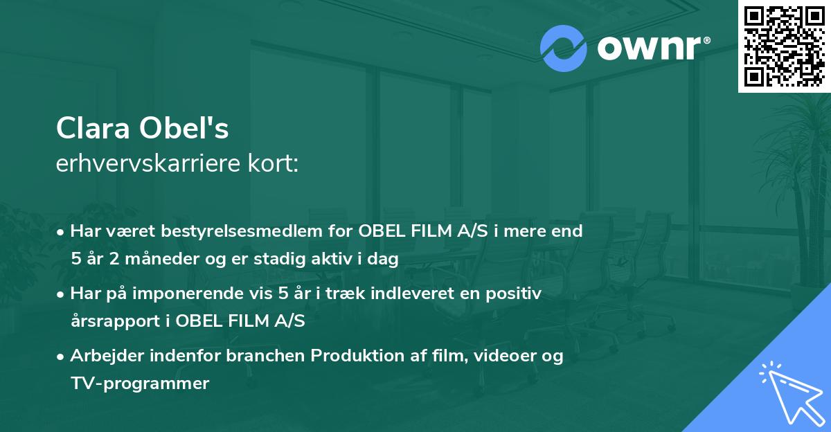 Clara Obel's erhvervskarriere kort