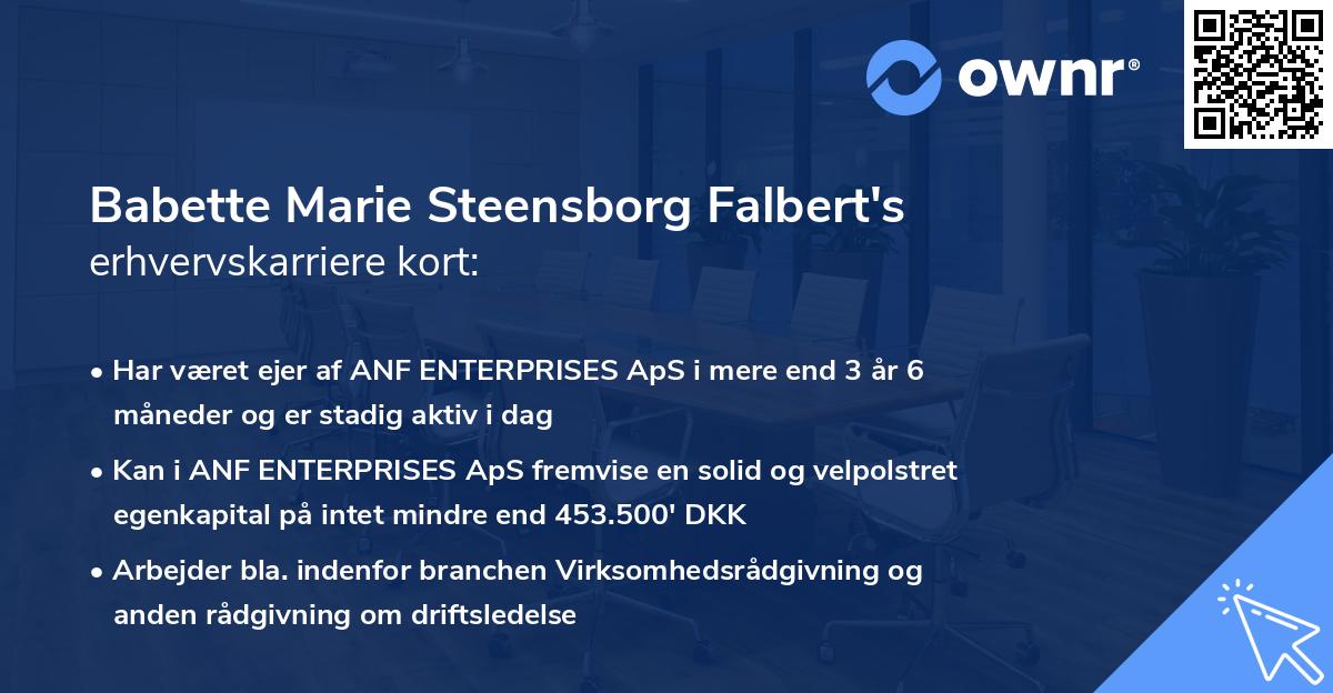 Babette Marie Steensborg Falbert's erhvervskarriere kort