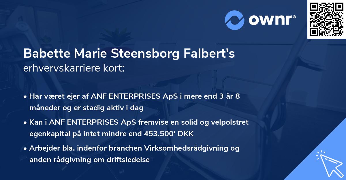 Babette Marie Steensborg Falbert's erhvervskarriere kort