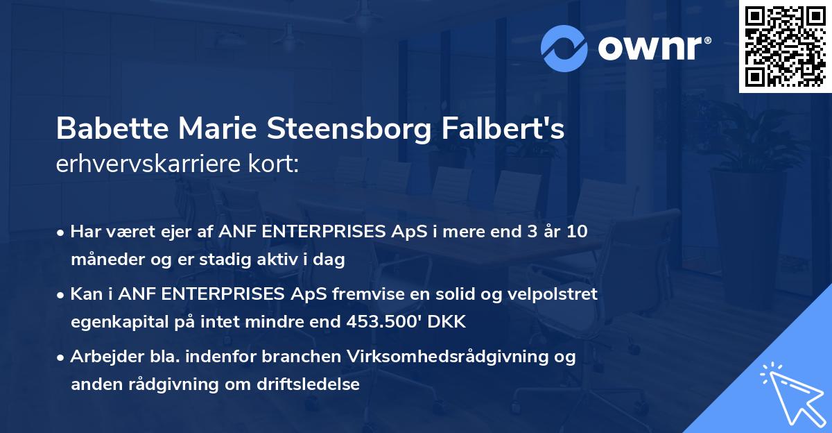 Babette Marie Steensborg Falbert's erhvervskarriere kort