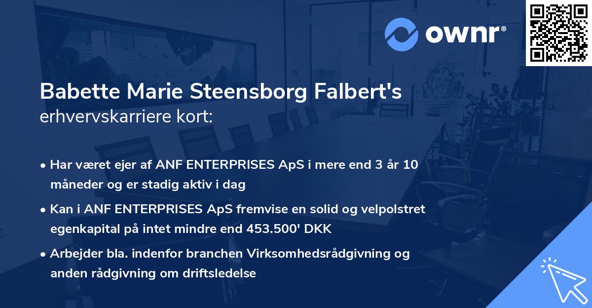 Babette Marie Steensborg Falbert's erhvervskarriere kort