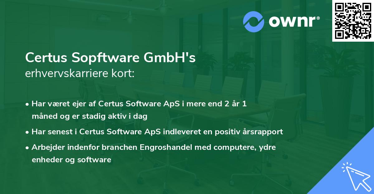 Certus Sopftware GmbH's erhvervskarriere kort