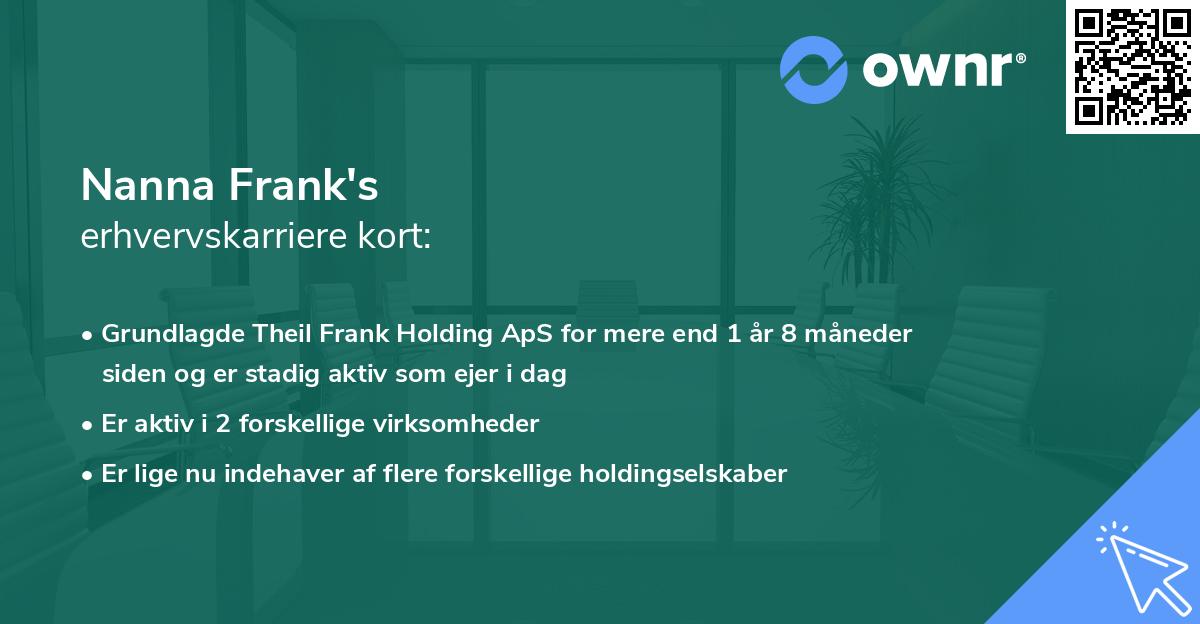 Nanna Frank's erhvervskarriere kort