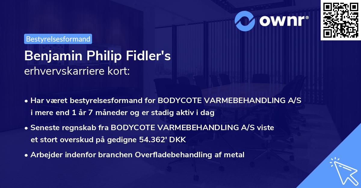 Benjamin Philip Fidler's erhvervskarriere kort