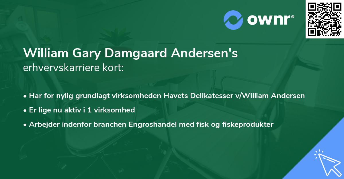 William Gary Damgaard Andersen's erhvervskarriere kort