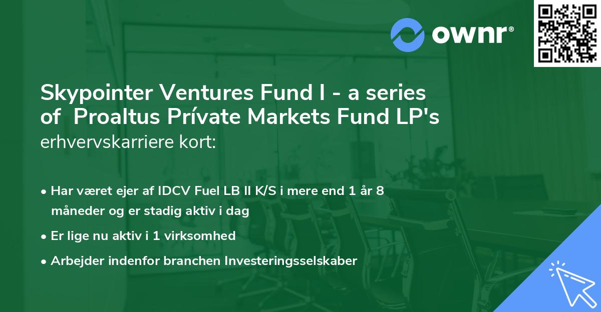 Skypointer Ventures Fund I - a series of  Proaltus Prívate Markets Fund LP's erhvervskarriere kort