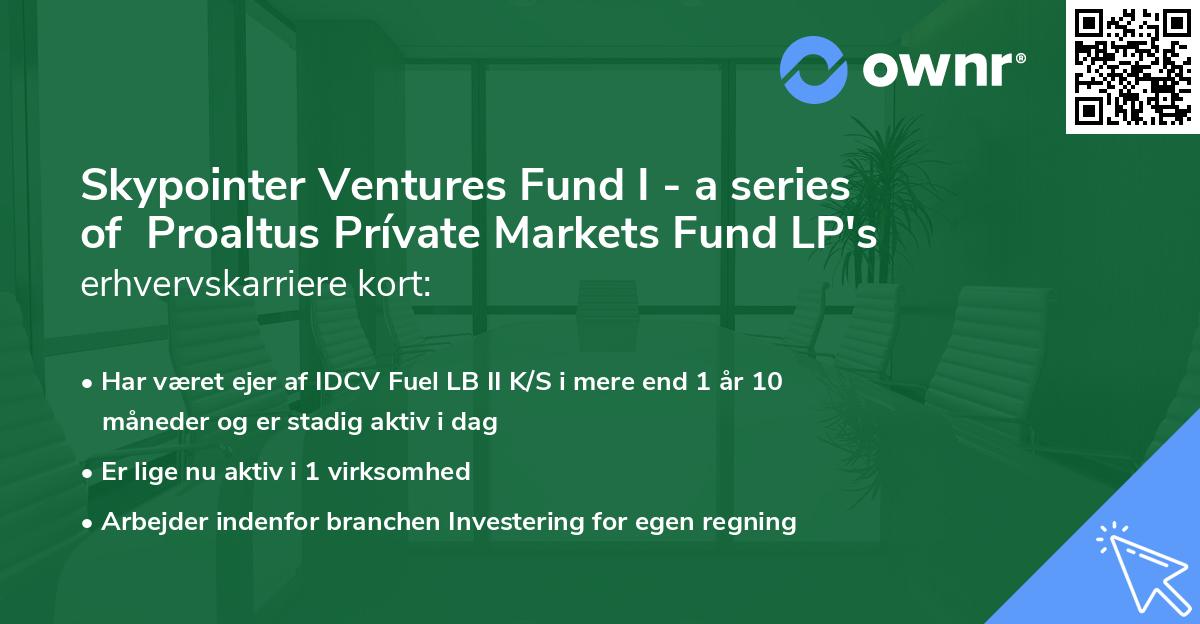 Skypointer Ventures Fund I - a series of  Proaltus Prívate Markets Fund LP's erhvervskarriere kort