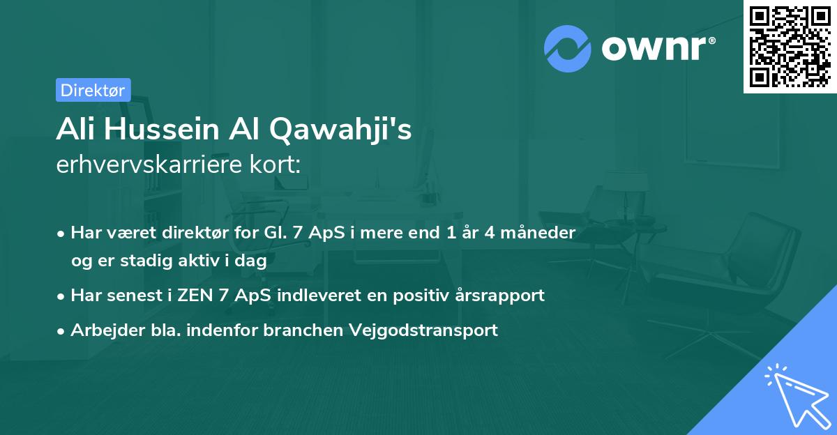 Ali Hussein Al Qawahji's erhvervskarriere kort