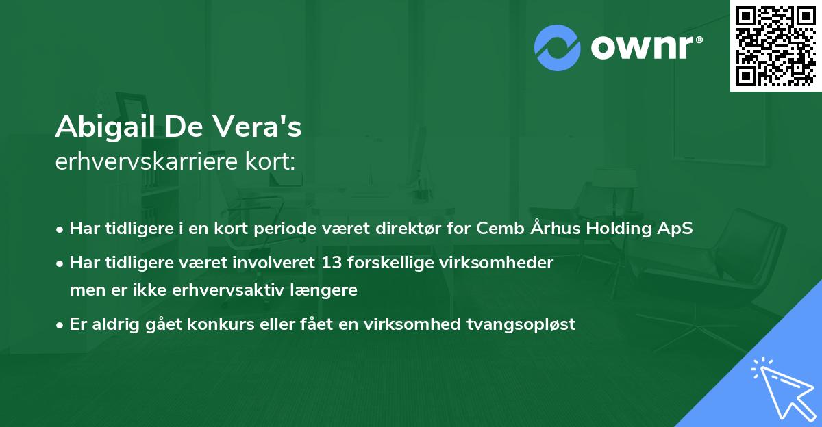 Abigail De Vera's erhvervskarriere kort
