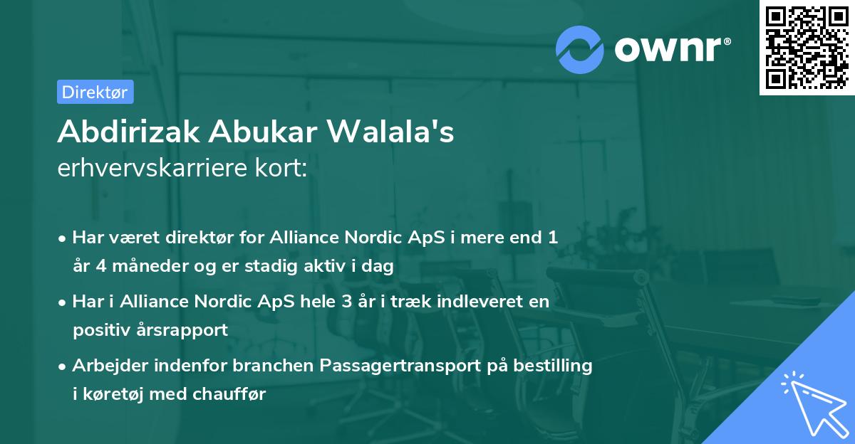Abdirizak Abukar Walala's erhvervskarriere kort