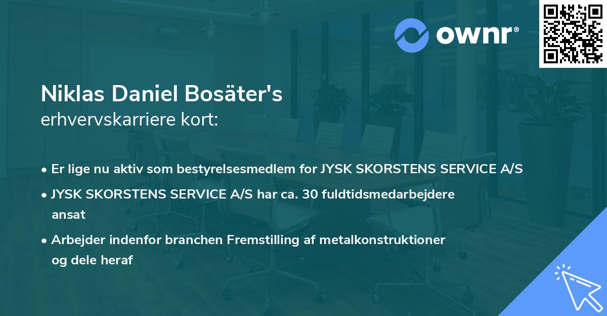 Niklas Daniel Bosäter's erhvervskarriere kort