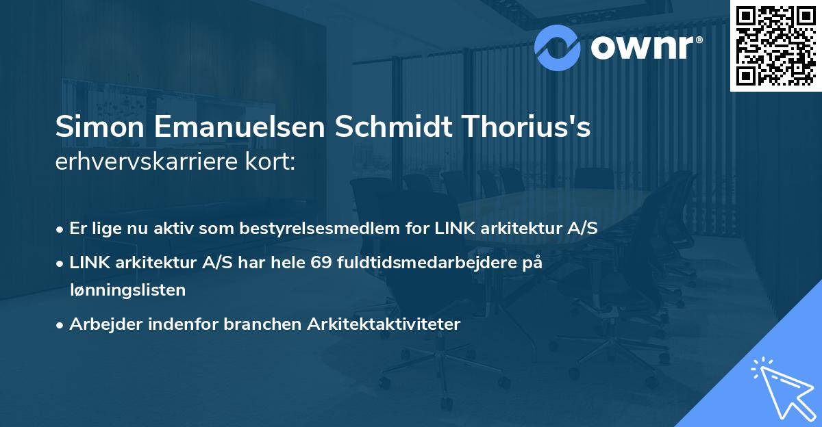 Simon Emanuelsen Schmidt Thorius's erhvervskarriere kort