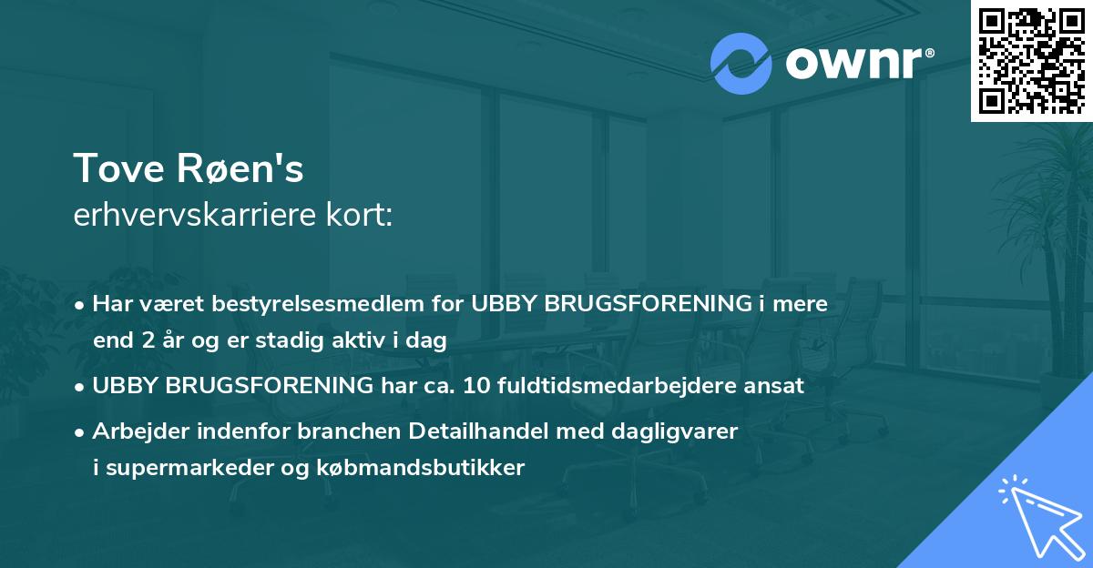 Tove Røen's erhvervskarriere kort