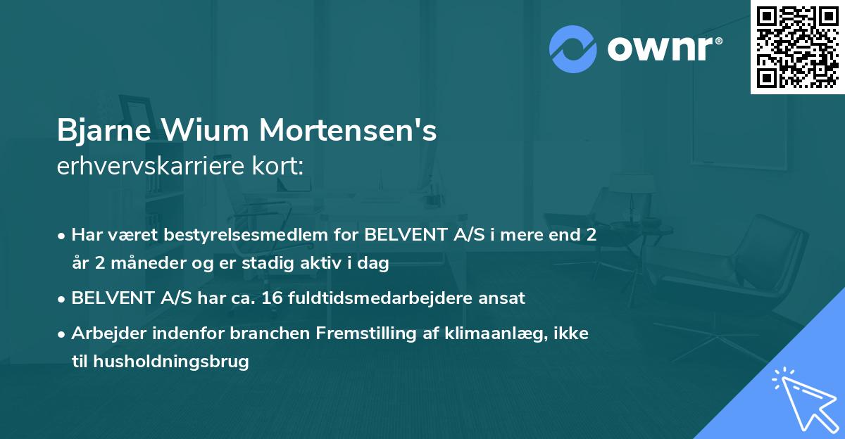 Bjarne Wium Mortensen's erhvervskarriere kort