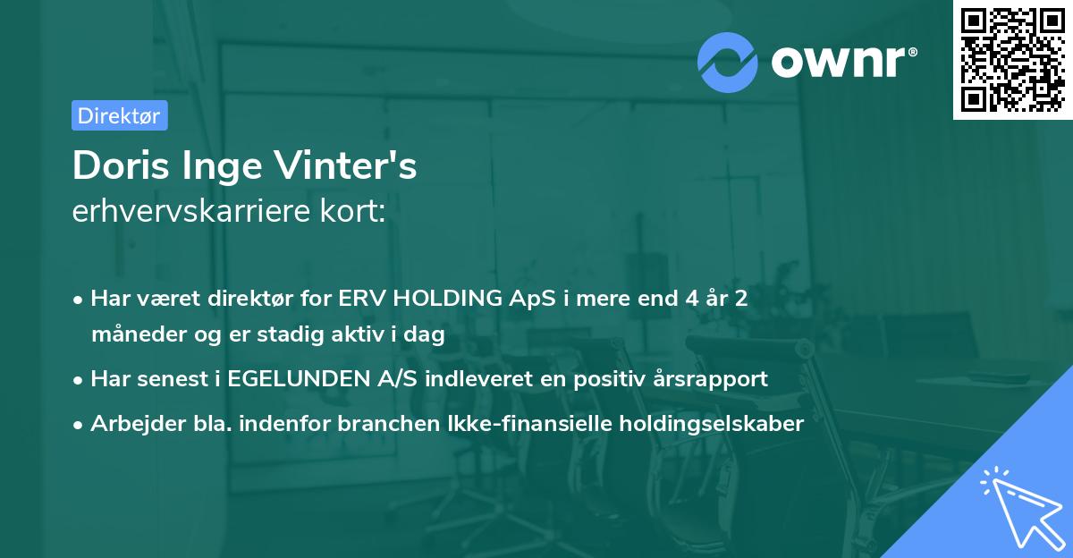 Doris Inge Vinter's erhvervskarriere kort