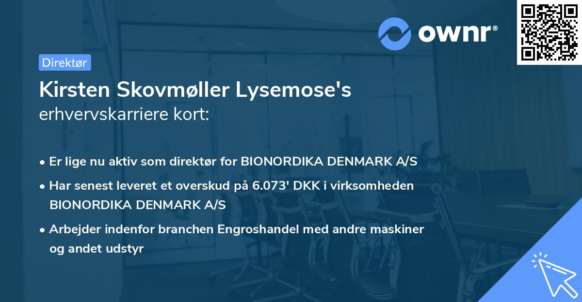 Kirsten Skovmøller Lysemose's erhvervskarriere kort