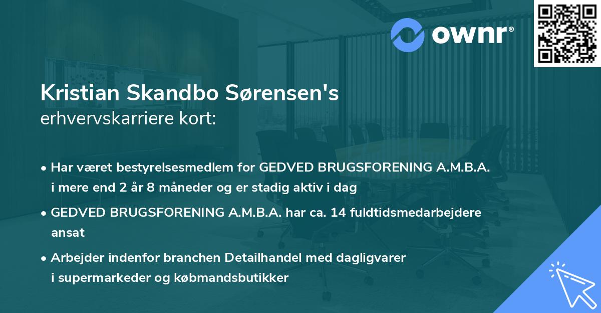 Kristian Skandbo Sørensen's erhvervskarriere kort