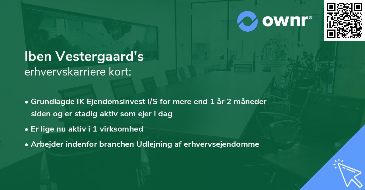 Iben Vestergaard's erhvervskarriere kort