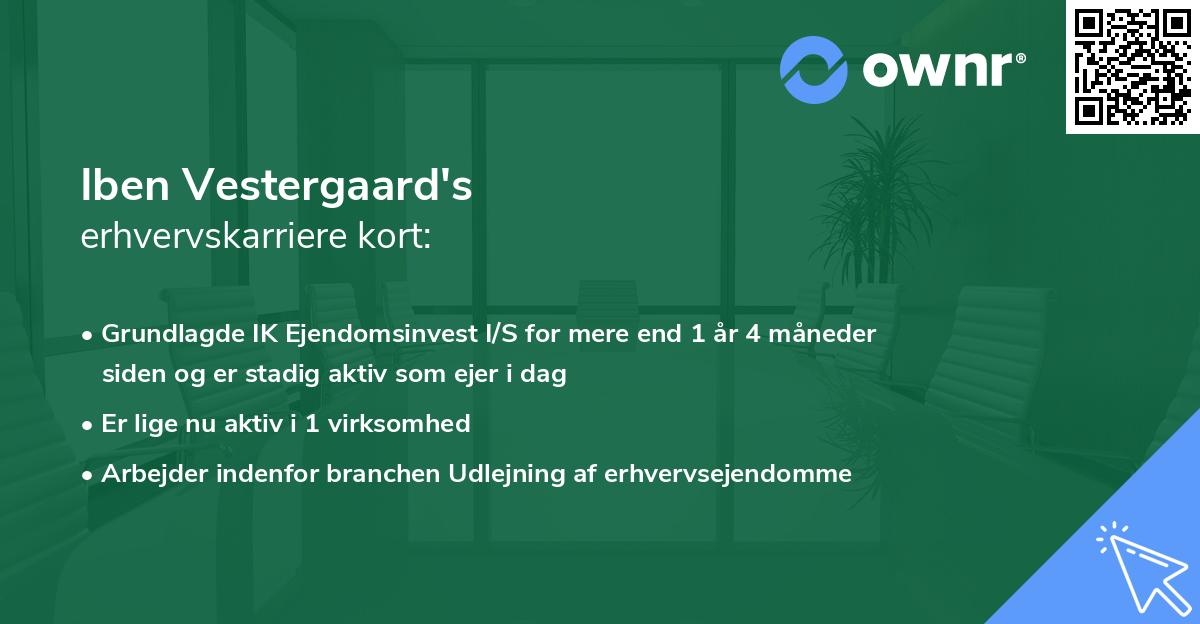 Iben Vestergaard's erhvervskarriere kort