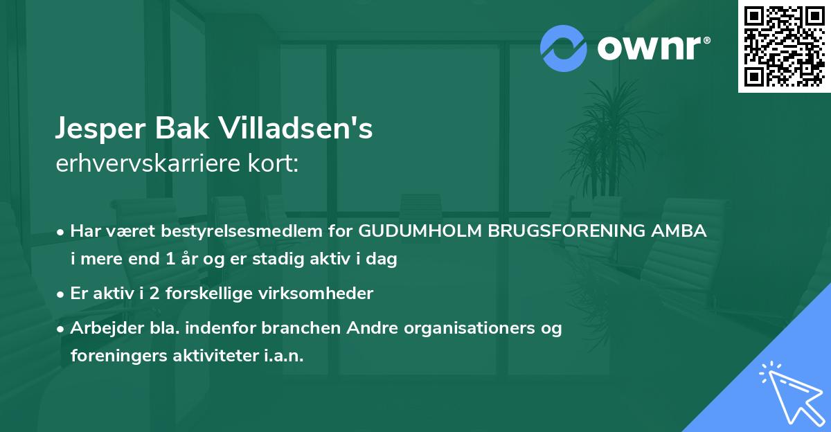 Jesper Bak Villadsen's erhvervskarriere kort
