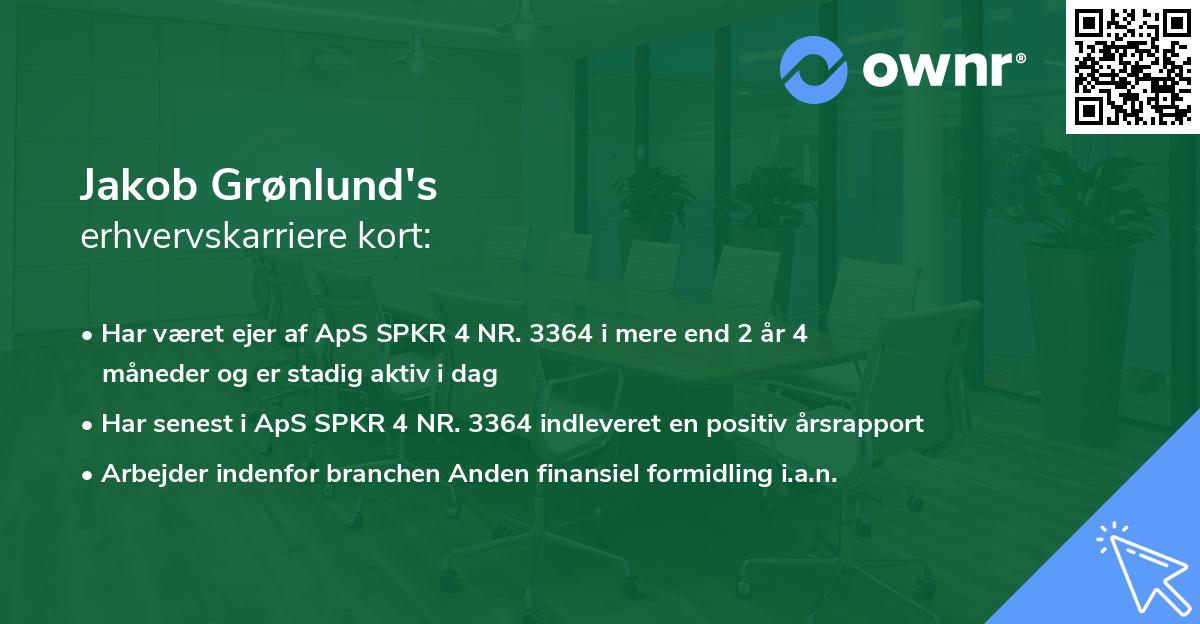 Jakob Grønlund's erhvervskarriere kort