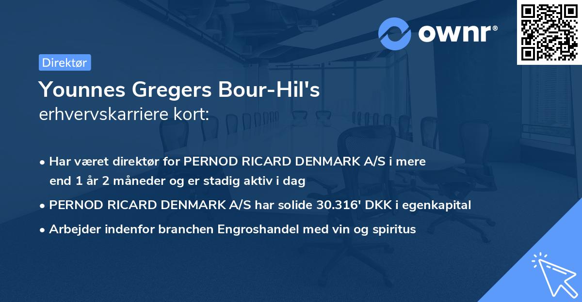 Younnes Gregers Bour-Hil's erhvervskarriere kort